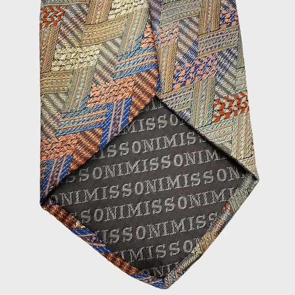 Missoni Multicolor Chevron Zig Zag Silk Tie